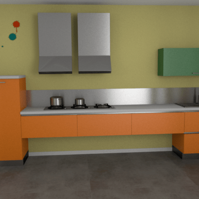 cucina-arancio-verde-sfondo-giallo