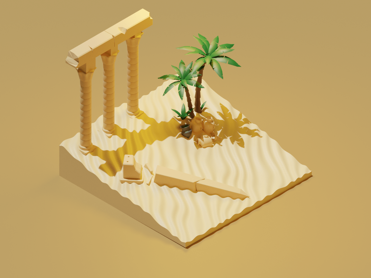 egyptian-ruins-low-poly