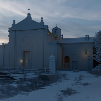 cristian-boiardi-a-church-at-sunset-in-the-18th-century-in-romagna-white