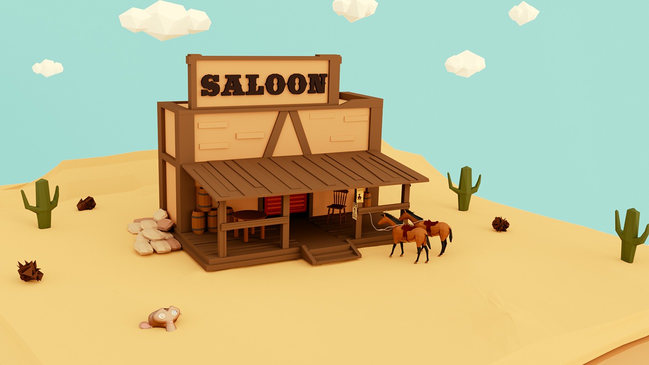 saloon-western-low-poly